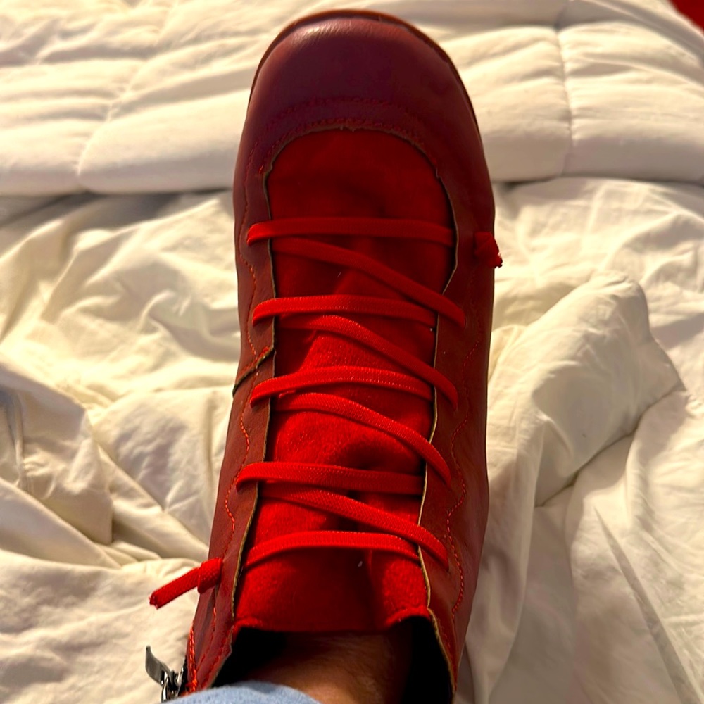 Red stylish sneaker shoe